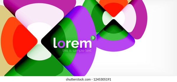 Circles and triangles design abstract background, vector abstract geometric design with sample text