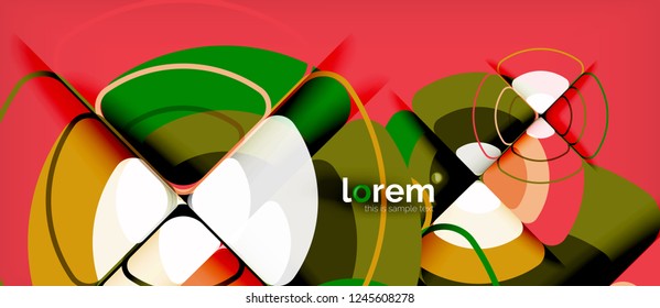Circles and triangles design abstract background, vector abstract geometric design with sample text