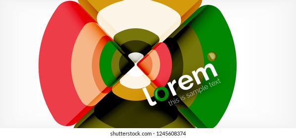 Círculos y triángulos diseñan fondo abstracto, diseño geométrico abstracto vectorial con texto de muestra