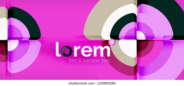 Circles and triangles design abstract background, vector abstract geometric design with sample text
