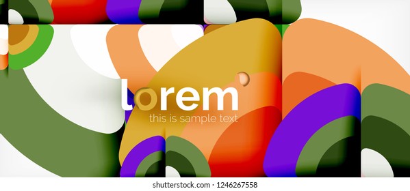 Circles and triangles design abstract background, vector abstract geometric design with sample text