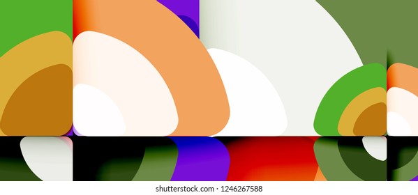 Círculos y triángulos diseñan fondo abstracto, diseño geométrico abstracto vectorial con texto de muestra