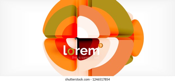 Círculos y triángulos diseñan fondo abstracto, diseño geométrico abstracto vectorial con texto de muestra