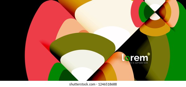 Circles and triangles design abstract background, vector abstract geometric design with sample text