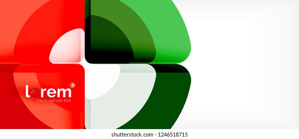 Círculos y triángulos diseñan fondo abstracto, diseño geométrico abstracto vectorial con texto de muestra