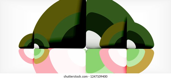 Circles and triangles design abstract background, vector abstract geometric design with sample text