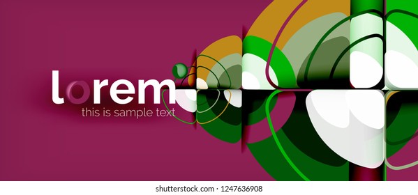 Circles and triangles design abstract background, vector abstract geometric design with sample text