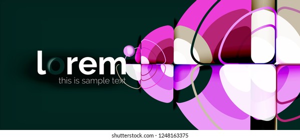 Circles and triangles design abstract background, vector abstract geometric design with sample text