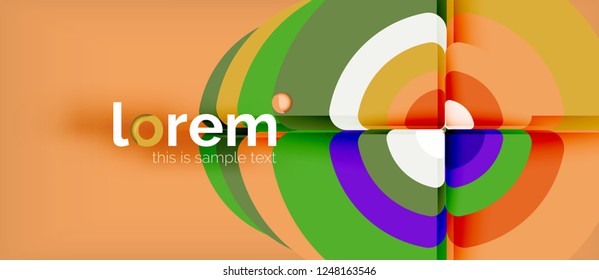 Circles and triangles design abstract background, vector abstract geometric design with sample text