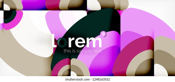 Circles and triangles design abstract background, vector abstract geometric design with sample text