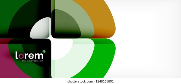 Círculos y triángulos diseñan fondo abstracto, diseño geométrico abstracto vectorial con texto de muestra