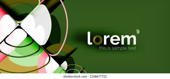 Círculos y triángulos diseñan fondo abstracto, diseño geométrico abstracto vectorial con texto de muestra