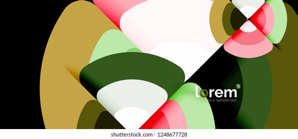 Circles and triangles design abstract background, vector abstract geometric design with sample text