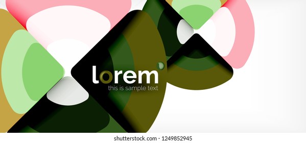 Circles and triangles design abstract background, vector abstract geometric design with sample text