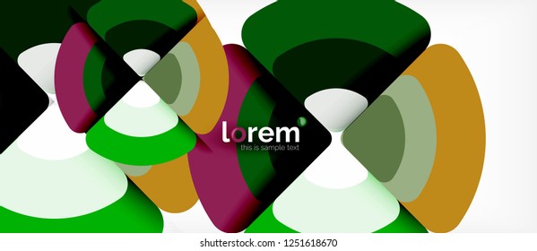 Circles and triangles design abstract background, vector abstract geometric design with sample text