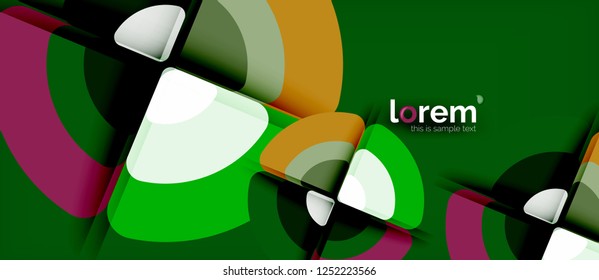 Circles and triangles design abstract background, vector abstract geometric design with sample text