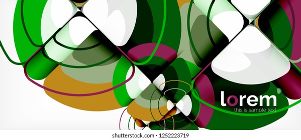 Circles and triangles design abstract background, vector abstract geometric design with sample text