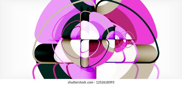 Circles and triangles design abstract background, vector abstract geometric design with sample text