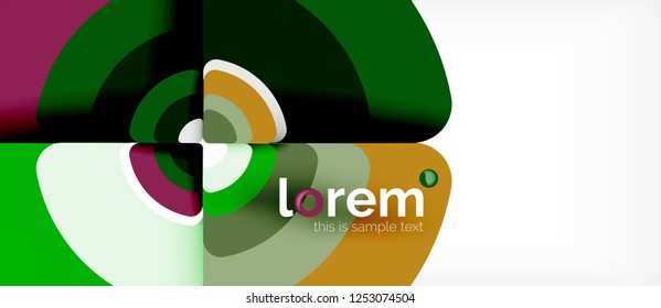Círculos y triángulos diseñan fondo abstracto, diseño geométrico abstracto vectorial con texto de muestra