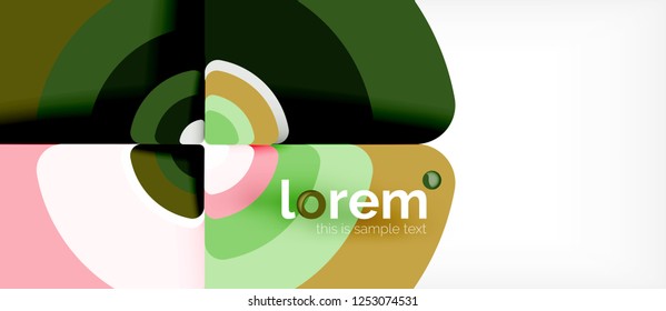 Círculos y triángulos diseñan fondo abstracto, diseño geométrico abstracto vectorial con texto de muestra