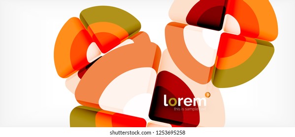 Circles and triangles design abstract background, vector abstract geometric design with sample text