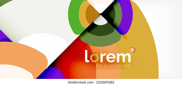 Circles and triangles design abstract background, vector abstract geometric design with sample text