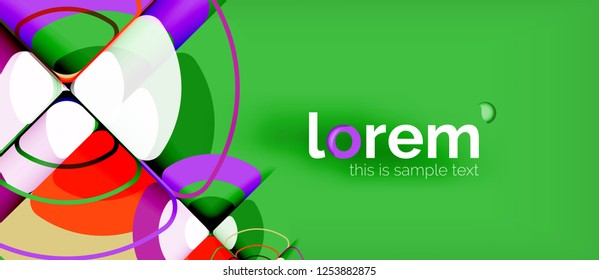 Circles and triangles design abstract background, vector abstract geometric design with sample text