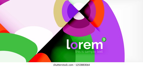 Circles and triangles design abstract background, vector abstract geometric design with sample text