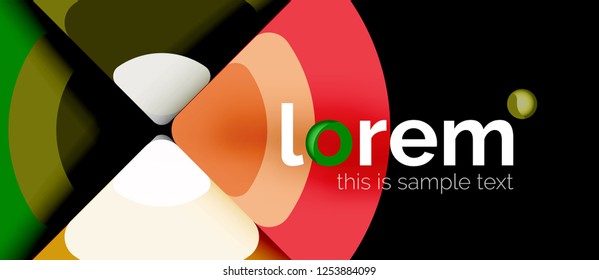 Círculos y triángulos diseñan fondo abstracto, diseño geométrico abstracto vectorial con texto de muestra