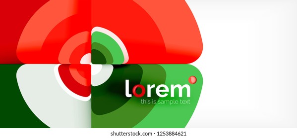 Círculos y triángulos diseñan fondo abstracto, diseño geométrico abstracto vectorial con texto de muestra