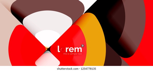 Kreise und Dreiecke, abstrakter Hintergrund, abstraktes, geometrisches Design mit Beispieltext