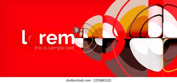 Circles and triangles design abstract background, vector abstract geometric design with sample text