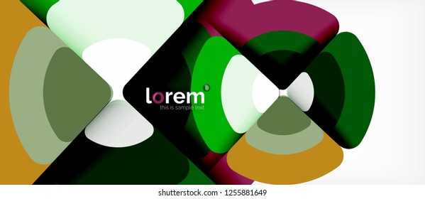 Circles and triangles design abstract background, vector abstract geometric design with sample text