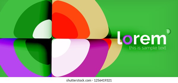 Circles and triangles design abstract background, vector abstract geometric design with sample text