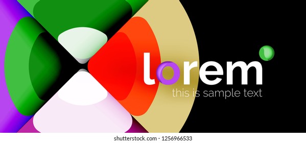 Circles and triangles design abstract background, vector abstract geometric design with sample text