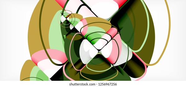 Circles and triangles design abstract background, vector abstract geometric design with sample text