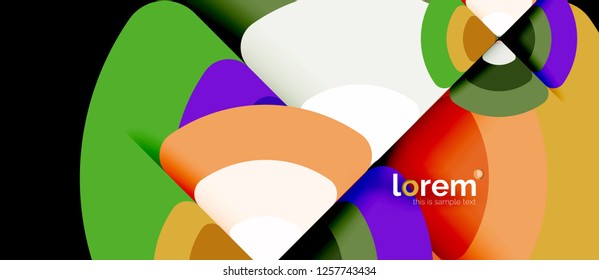 Círculos y triángulos diseñan fondo abstracto, diseño geométrico abstracto vectorial con texto de muestra