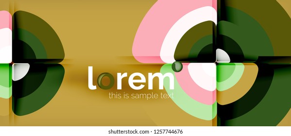 Círculos y triángulos diseñan fondo abstracto, diseño geométrico abstracto vectorial con texto de muestra