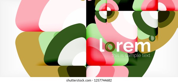 Circles and triangles design abstract background, vector abstract geometric design with sample text