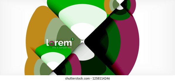 Circles and triangles design abstract background, vector abstract geometric design with sample text