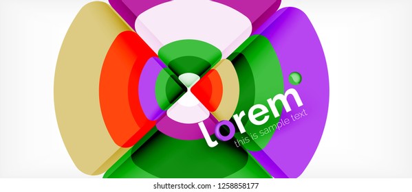Círculos y triángulos diseñan fondo abstracto, diseño geométrico abstracto vectorial con texto de muestra
