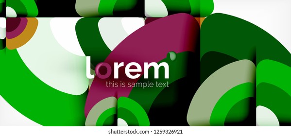 Circles and triangles design abstract background, vector abstract geometric design with sample text