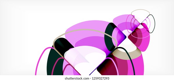 Circles and triangles design abstract background, vector abstract geometric design with sample text