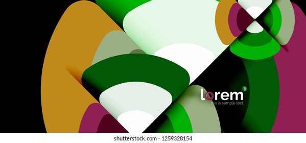 Circles and triangles design abstract background, vector abstract geometric design with sample text