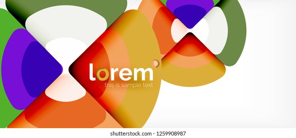 Circles and triangles design abstract background, vector abstract geometric design with sample text