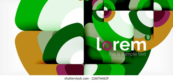 Circles and triangles design abstract background, vector abstract geometric design with sample text