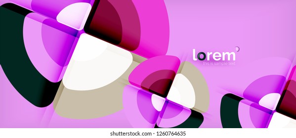 Círculos y triángulos diseñan fondo abstracto, diseño geométrico abstracto vectorial con texto de muestra