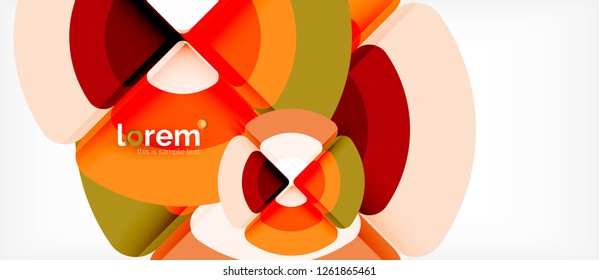 Circles and triangles design abstract background, vector abstract geometric design with sample text