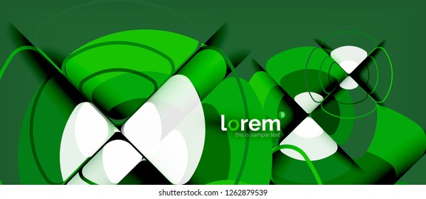 Circles and triangles design abstract background, vector abstract geometric design with sample text