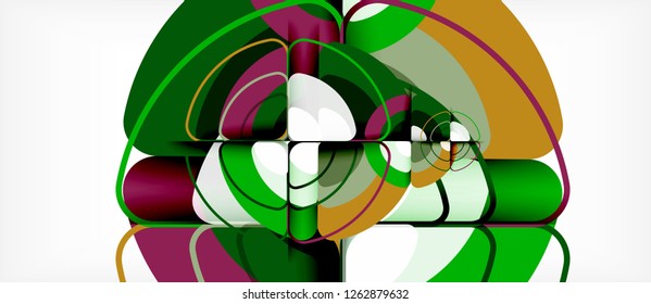 Circles and triangles design abstract background, vector abstract geometric design with sample text